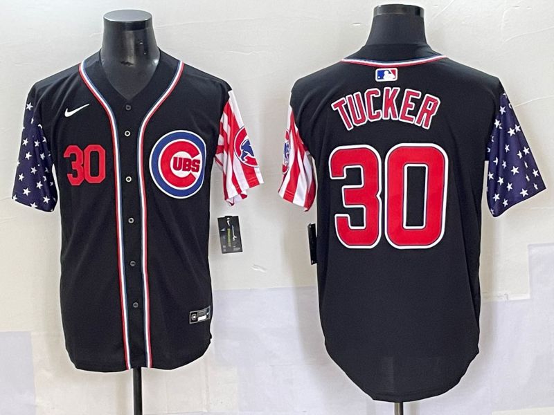 Men 2025 Chicago Cubs #30 Tucker Black National Flags Nike MLB Jersey style 2